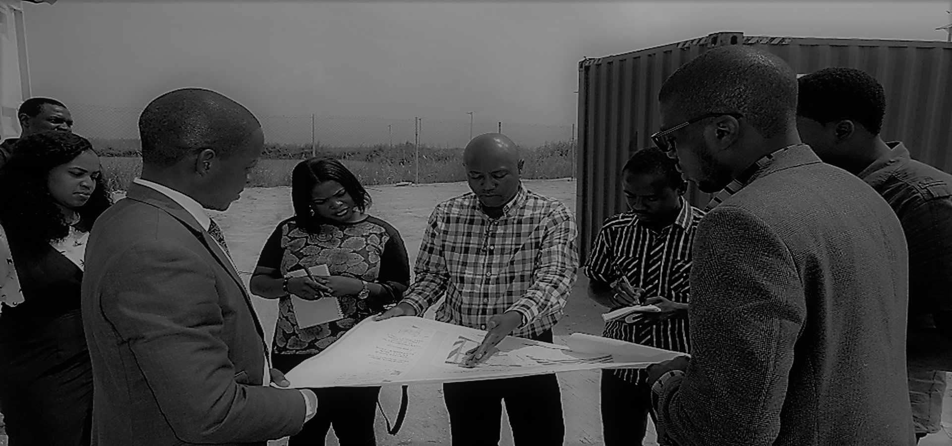 Team members on the field