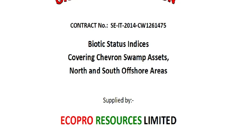 GIS Data on Biotic Indices of Chevron Swamp Assets