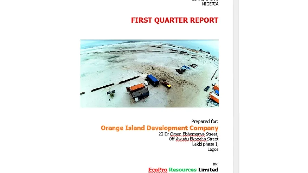 IMM for Orange Island Reclamation. FIRST QUARTER REPORT