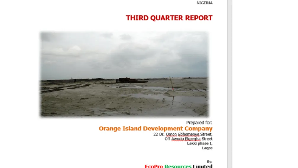 IMM for Orange Island Reclamation. THIRD QUARTER REPORT